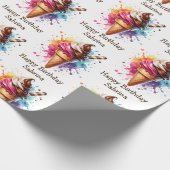 Personalisierte Eiscreme Cone Geburtstag Geschenkpapier (Ecke)