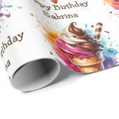Personalisierte Eiscreme Cone Geburtstag Geschenkpapier (Rolleneckpunkt)