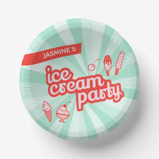 Personalisierte Eiscreme-Party-Bowles mit benutzer Pappteller (Vorderseite)