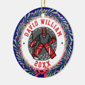 Personalisierte Eishockey-Spieler Weihnachtsgesche Keramik Ornament (Links)