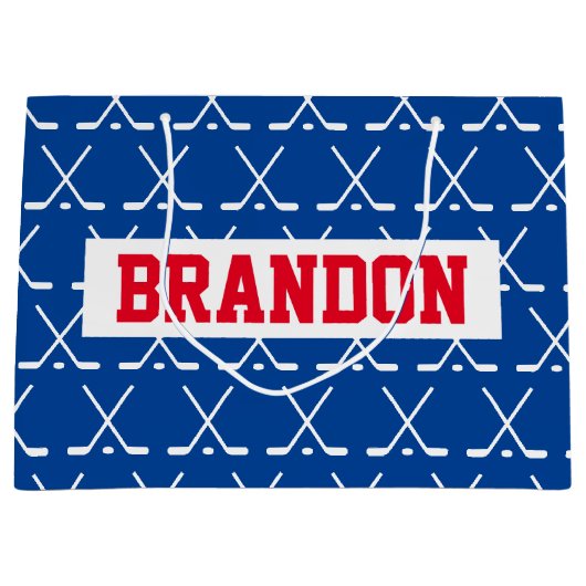 Personalisierte Eishockeyschläger-Mustertasche Große Geschenktüte (Vorderseite)