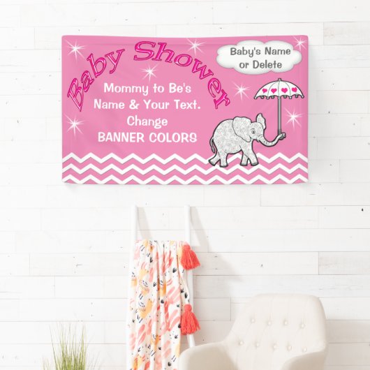 Personalisierte Elefant-Baby-Duschen-Fahne für Banner (Insitu)