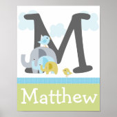 Personalisierte Elefant Liebe Initial/Name Poster  (Vorne)