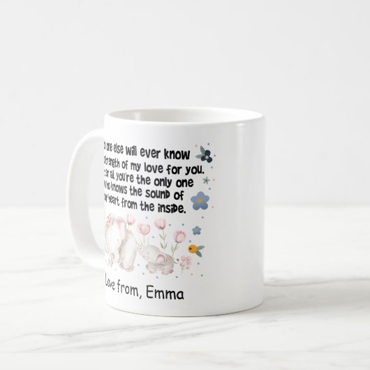 Personalisierte Elefanten-Mama Kaffeetasse (Vorderseite Links)