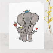 Personalisierte Elefanten- und Babytageskarte Karte (Gelbe Blume)