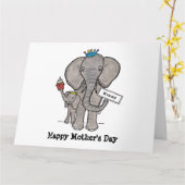 Personalisierte Elefanten- und Babytageskarte Karte (Gelbe Blume)