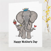 Personalisierte Elefanten- und Babytageskarte Karte (Gelbe Blume)