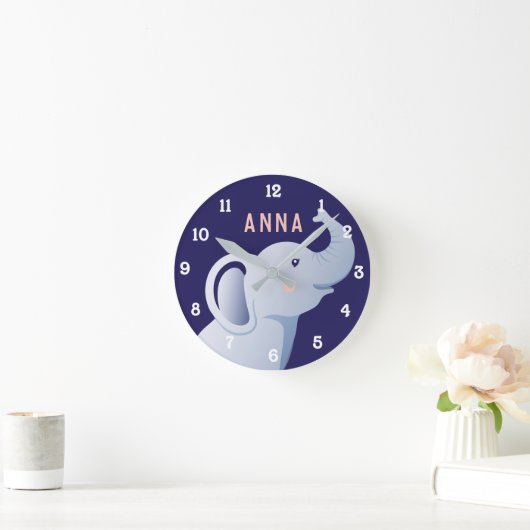 Personalisierte Elefantenmauer Runde Wanduhr (Zuhause)