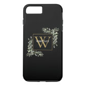 Personalisierte Elegant Black Gold Monogram Greene Case-Mate iPhone Hülle (Rückseite)