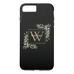 Personalisierte Elegant Black Gold Monogram Greene Case-Mate iPhone Hülle