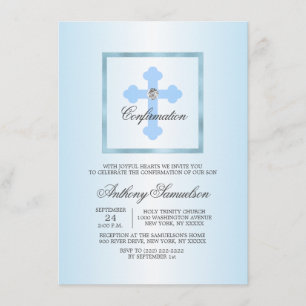 Personalisierte Elegant Blue Cross BestätigungsBOY Einladung