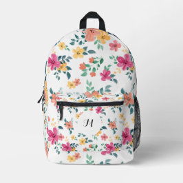 Personalisierte Elegant Boho Floral Wildblume Bedruckter Rucksack