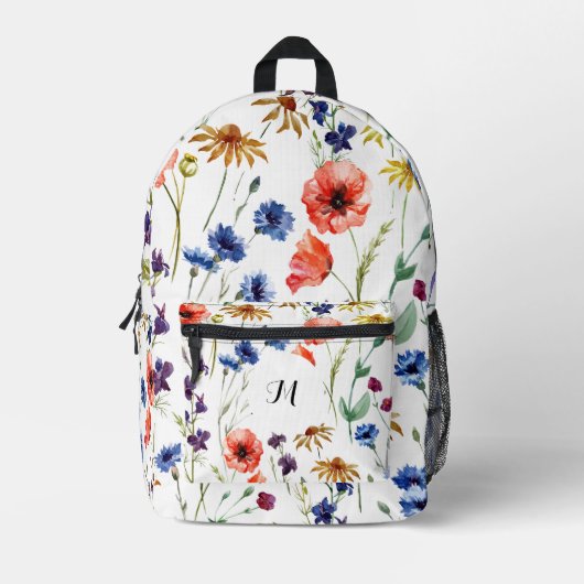 Personalisierte Elegant Boho Floral Wildblume Bedruckter Rucksack (Vorderseite)