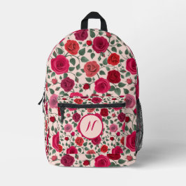 Personalisierte Elegant Boho Rote Flora Wildblume Bedruckter Rucksack