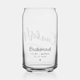 Personalisierte Elegant Bridesmaid Script Typograf Dosenglas