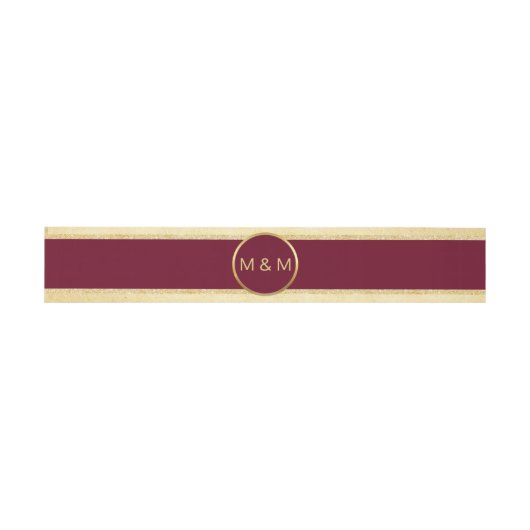 Personalisierte Elegant Burgundy Gold Glitzer Wedd Einladungsbanderole (Flach)