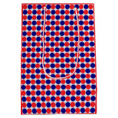 Personalisierte Elegant Cheers Blue & Red Polka Do Mittlere Geschenktüte (Rückseite)