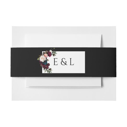 Personalisierte Elegant Dark Floral Wedding Einlad Einladungsbanderole (Vorderseite Beispiel)