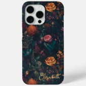 Personalisierte Elegant Dark Gothic Floral Rose Case-Mate iPhone Hülle (Rückseite)