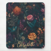 Personalisierte Elegant Dark Gothic Floral Rose Mousepad (Vorne)