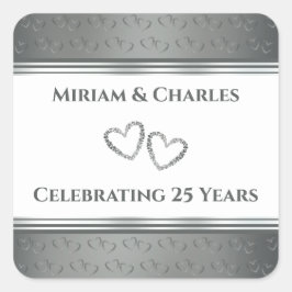Personalisierte Elegant Extravagant Silver 25 Jahr Quadratischer Aufkleber