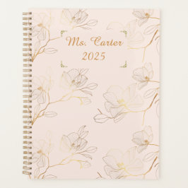 Personalisierte Elegant Gold Floral Planer