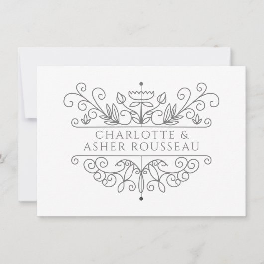 Personalisierte Elegant Gray Frame Newlyweds Mitteilungskarte (Vorderseite)