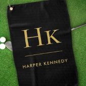 Personalisierte Elegant Monogram Black Golfhandtuch