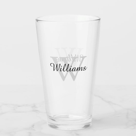 Personalisierte Elegant Monogram Initial Name Pint Glas (Rückseite)