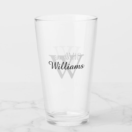 Personalisierte Elegant Monogram Initial Name Pint Glas (Vorderseite)