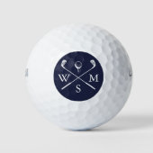 Personalisierte Elegant Monogram Navy Blue Golfball (Vorderseite)