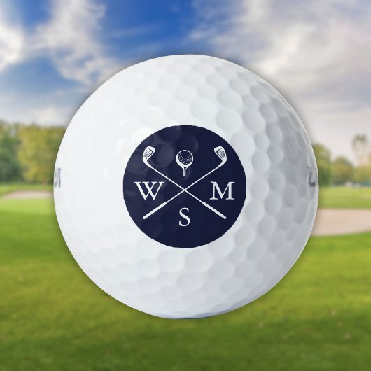 Personalisierte Elegant Monogram Navy Blue Golfball
