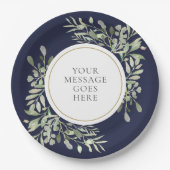 Personalisierte Elegant Navy Blue Gold Green Pappteller (Vorderseite)