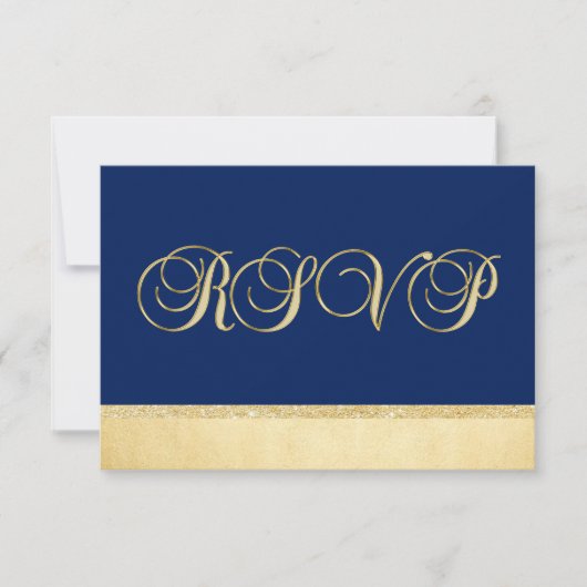 Personalisierte Elegant Navy Blue Gold UAWG Weddin RSVP Karte (Vorderseite)