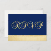 Personalisierte Elegant Navy Blue Gold UAWG Weddin RSVP Karte (Vorne/Hinten)