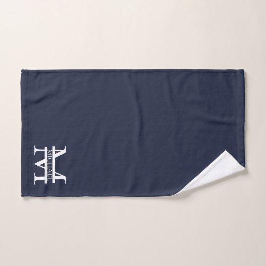 Personalisierte Elegant Navy Blue Monogram und Nam Badhandtuch Set (Handtuch)