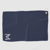Personalisierte Elegant Navy Blue Monogram und Nam Golfhandtuch (Horizontal)