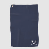 Personalisierte Elegant Navy Blue Monogram und Nam Golfhandtuch (Vorderseite)