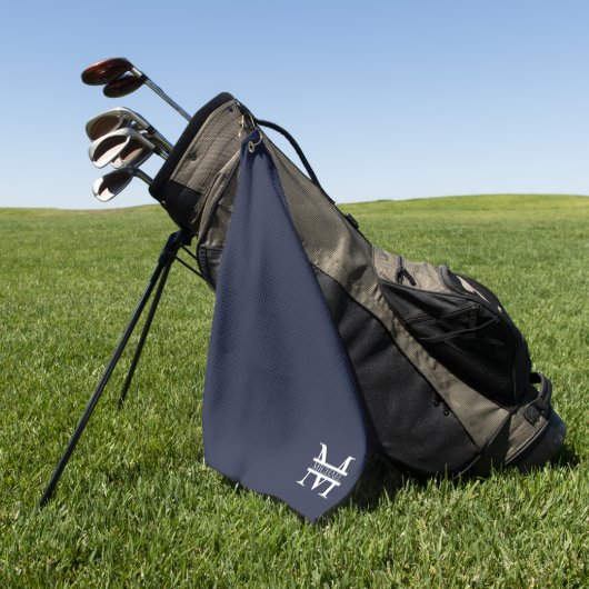 Personalisierte Elegant Navy Blue Monogram und Nam Golfhandtuch (Gras)