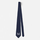 Personalisierte Elegant Navy Blue Monogram und Nam Krawatte (Vorderseite)