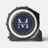 Personalisierte Elegant Navy Blue Monogram und Nam Maßband (Vorderseite)