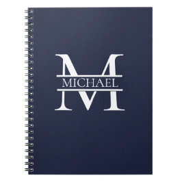 Personalisierte Elegant Navy Blue Monogram und Nam Notizblock