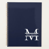 Personalisierte Elegant Navy Blue Monogram und Nam Planer (Vorderseite)