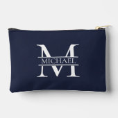 Personalisierte Elegant Navy Blue Monogram und Nam Zubehörtasche (Rückseite)