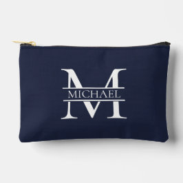 Personalisierte Elegant Navy Blue Monogram und Nam Zubehörtasche