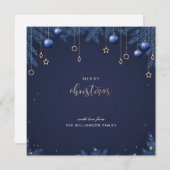 Personalisierte Elegant Navy Blue Weihnachtskarte Feiertagskarte (Vorne/Hinten)