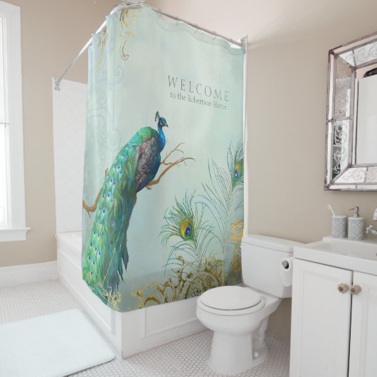 Personalisierte Elegant Pfauenfeathers Tree Branch Duschvorhang (Beispiel)