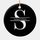 Personalisierte Elegant Schwarz/Weiß Keramik Ornament (Hinten)