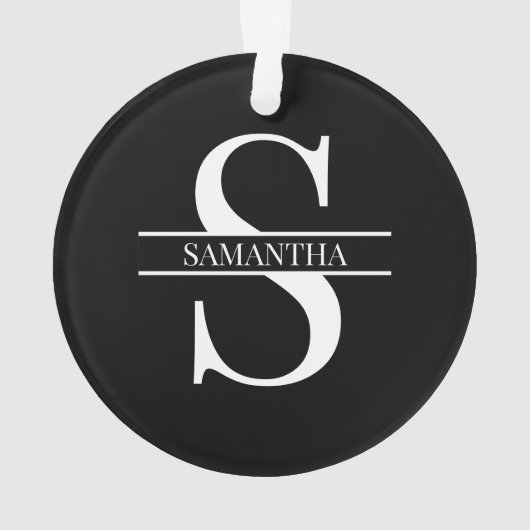 Personalisierte Elegant Schwarz/Weiß Ornament (Rückseite)