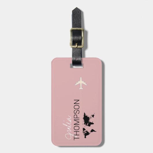 Personalisierte Elegant-staubrosa Aeronreise Gepäckanhänger (Vorderseite vertikal)